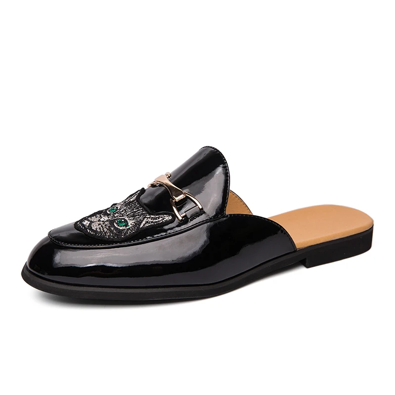Очень крутые мужские повседневные кроссовки; мужские лоферы из лакированной кожи; повседневная обувь на плоской подошве для молодежи; Роскошная брендовая мужская обувь без застежки; s - Цвет: Black 1615