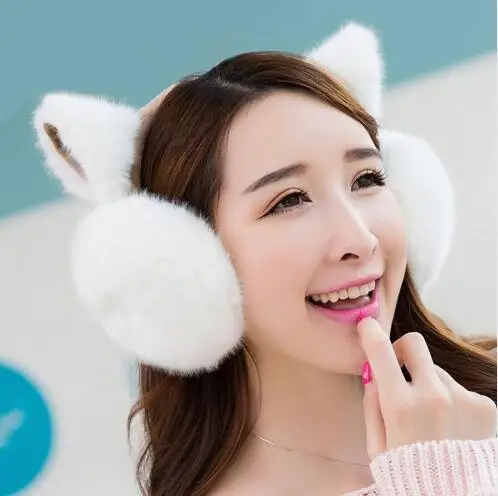 SuperB&G плюшевые Женская зимняя обувь Earmuff теплый наушники для девочек наушники искусственного меха кролика уха дизайн защита ушей наушники - Цвет: E