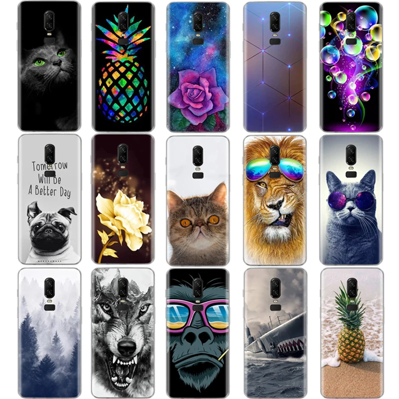 silicon case for oneplus 6 cover Coque one plus etui oneplus6 green leaves cute funny dog cartoon | Мобильные телефоны и