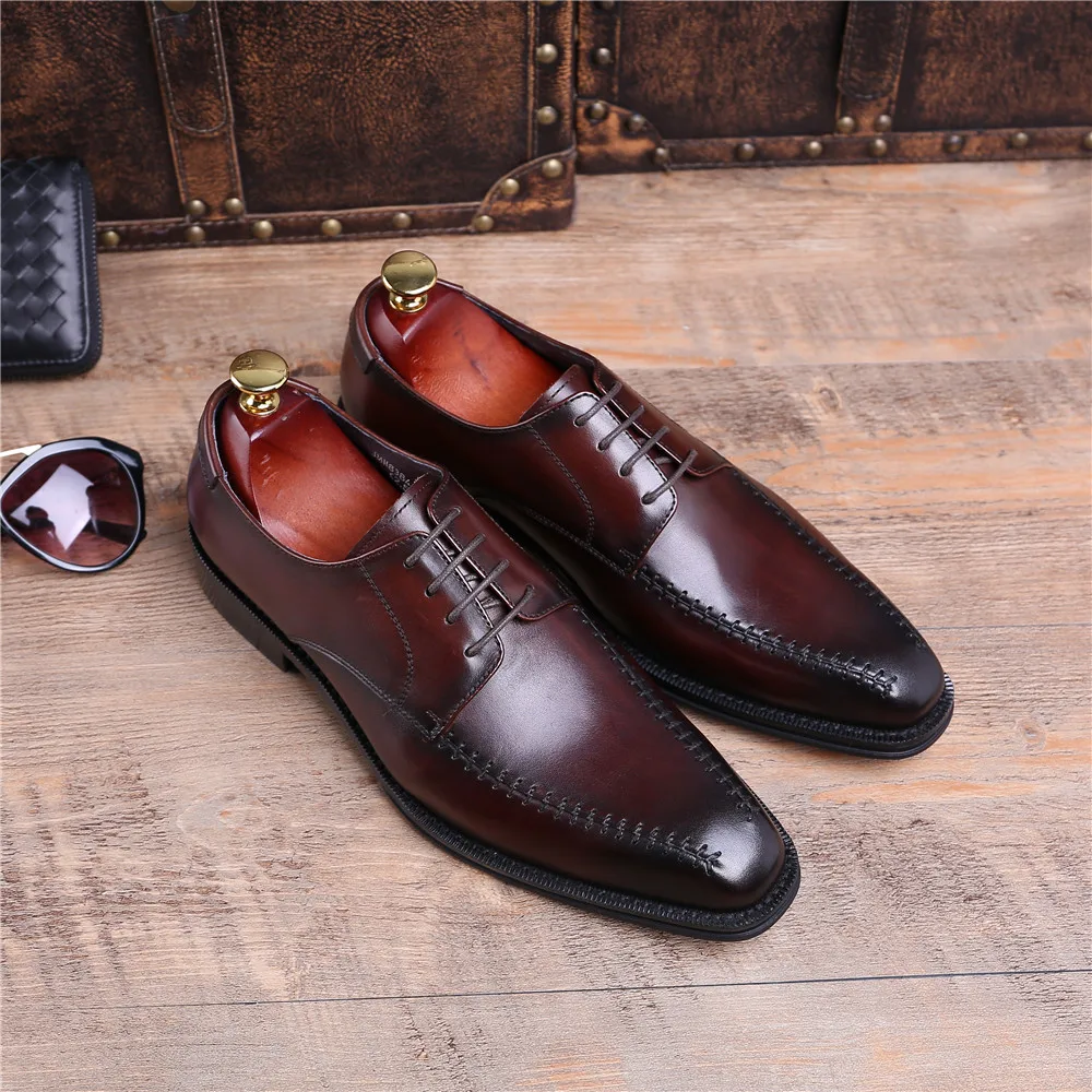 Коричневый загар/черная обувь с острым носком обувь в деловом стиле мужские туфли натуральная Кожа Goodyear Welt обувь мужские свадебные туфли