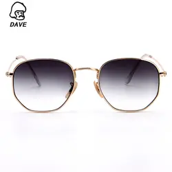 Дэйв ретро квадратный пилотные очки Для женщин градиентные линзы солнцезащитные очки для Для мужчин золото металлический каркас