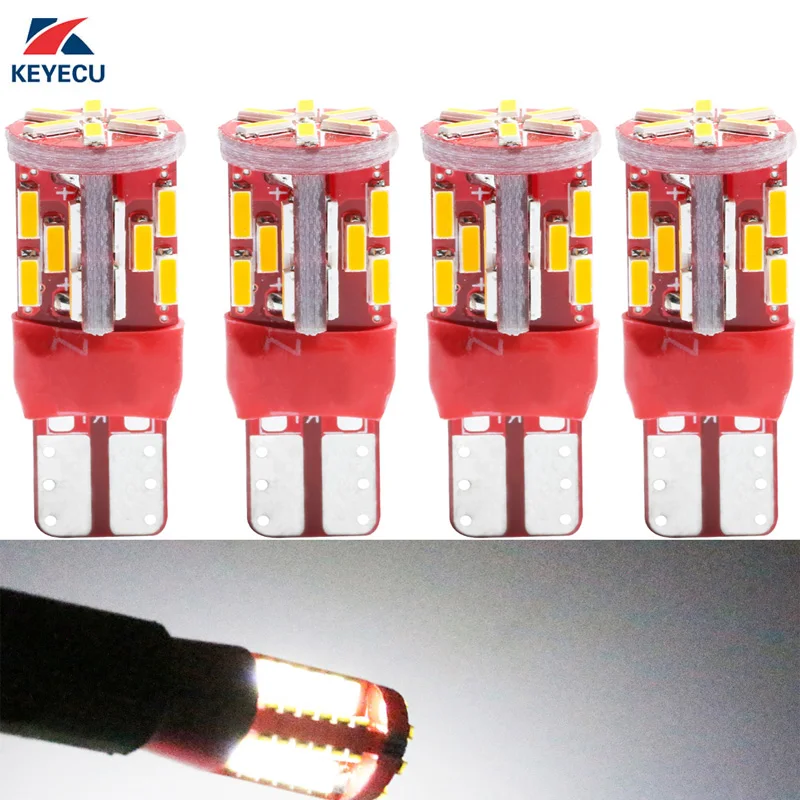 KEYECU 4x T10 194 168 W5W White 30-SMD 4014 LED Lights Bulb For Car Replacement Bulbs Backup Reverse Side Marker Clearance Light |