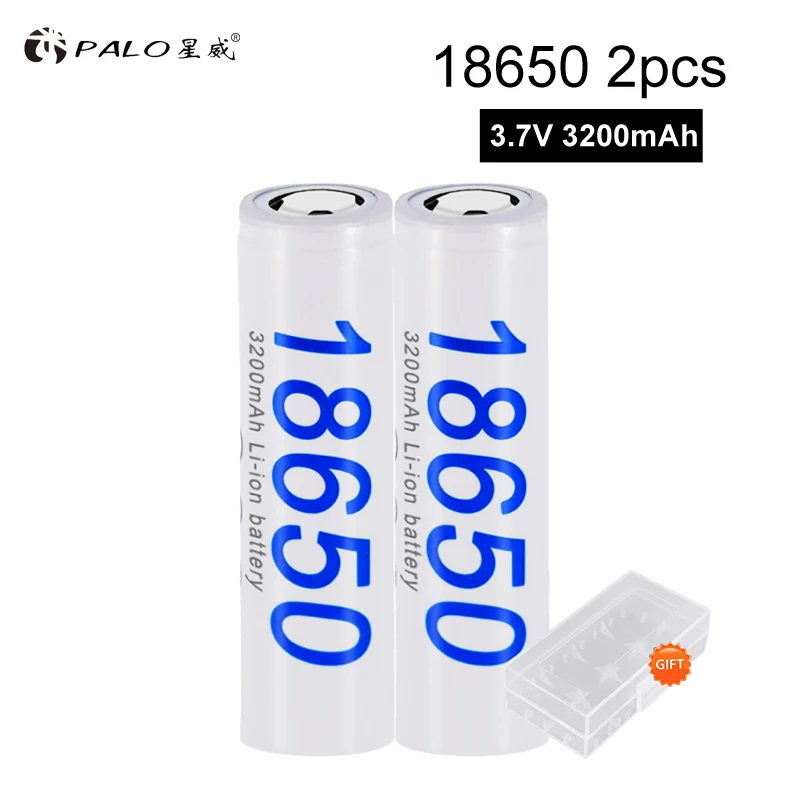 

PALO Original 18650 battery 3.7V 3200mAh 18650 Lithium-ion Rechargeable Battery For Flashlight Electronic Cigarette batteries