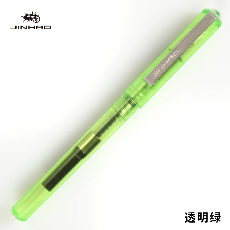 JINHAO 991 матовая прозрачная цветная авторучка ручка высокого качества из нержавеющей стали зажим 0,5 мм чернильные авторучки школьные офисные принадлежности - Цвет: Transparent green