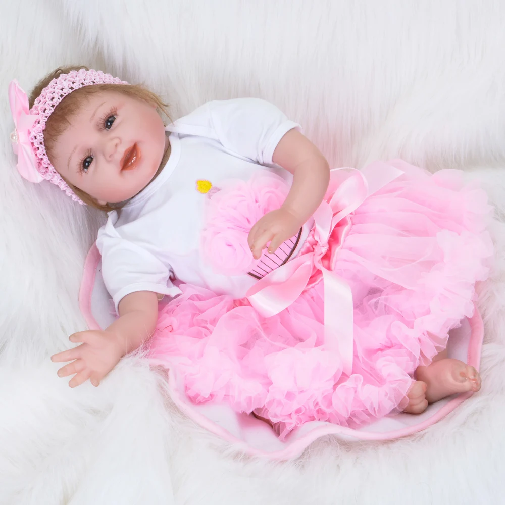 22 дюйма Кукла Reborn Baby Doll для девочек 55 см реалистичный Мягкий силикон живой детей