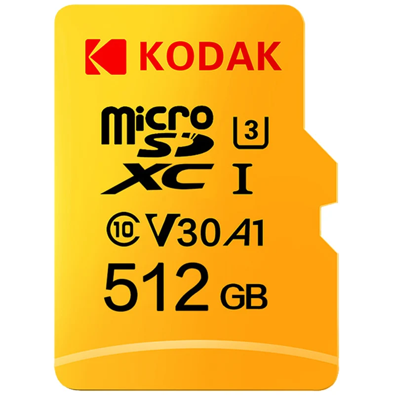 Высокоскоростная карта памяти Kodak micro sd, 16 ГБ, TF карта, SD карта, 32 ГБ, картао де Мемория, класс 10 U1, 64 ГБ, 128 ГБ, флеш-карта памяти - Емкость: 512G U3