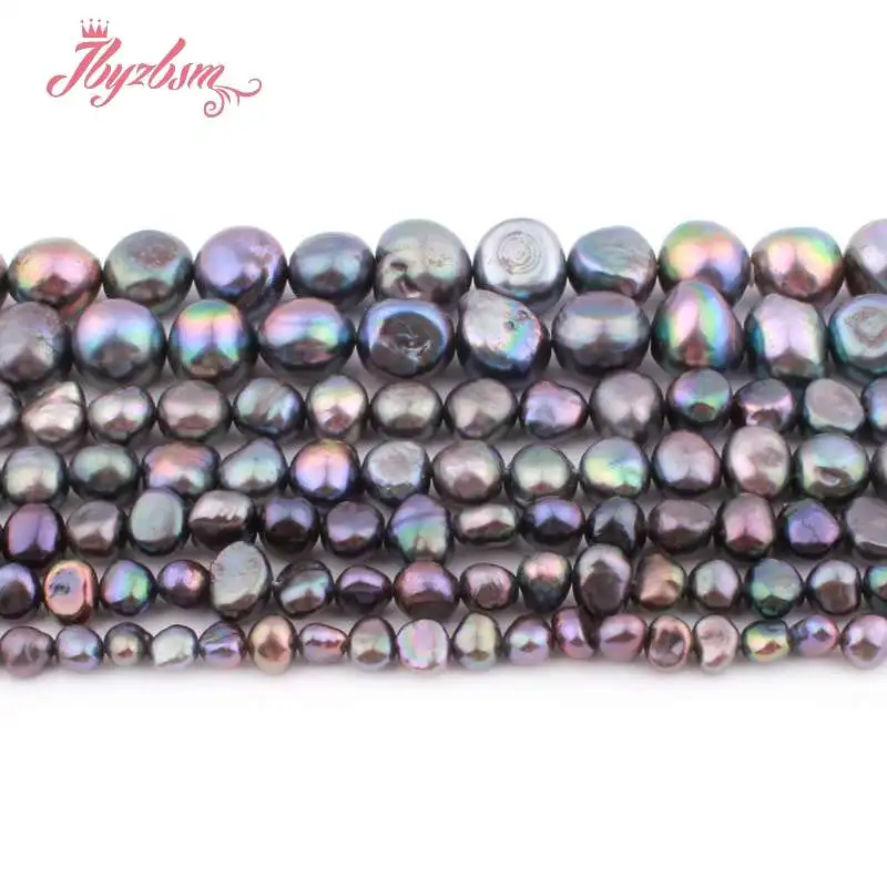 

3-4,5-7,8-9,6-8mm Freeform Black Freshwater Pearl Beads Natural Stone Beads For DIY Necklace Jewelry Making 15" Free Shipping