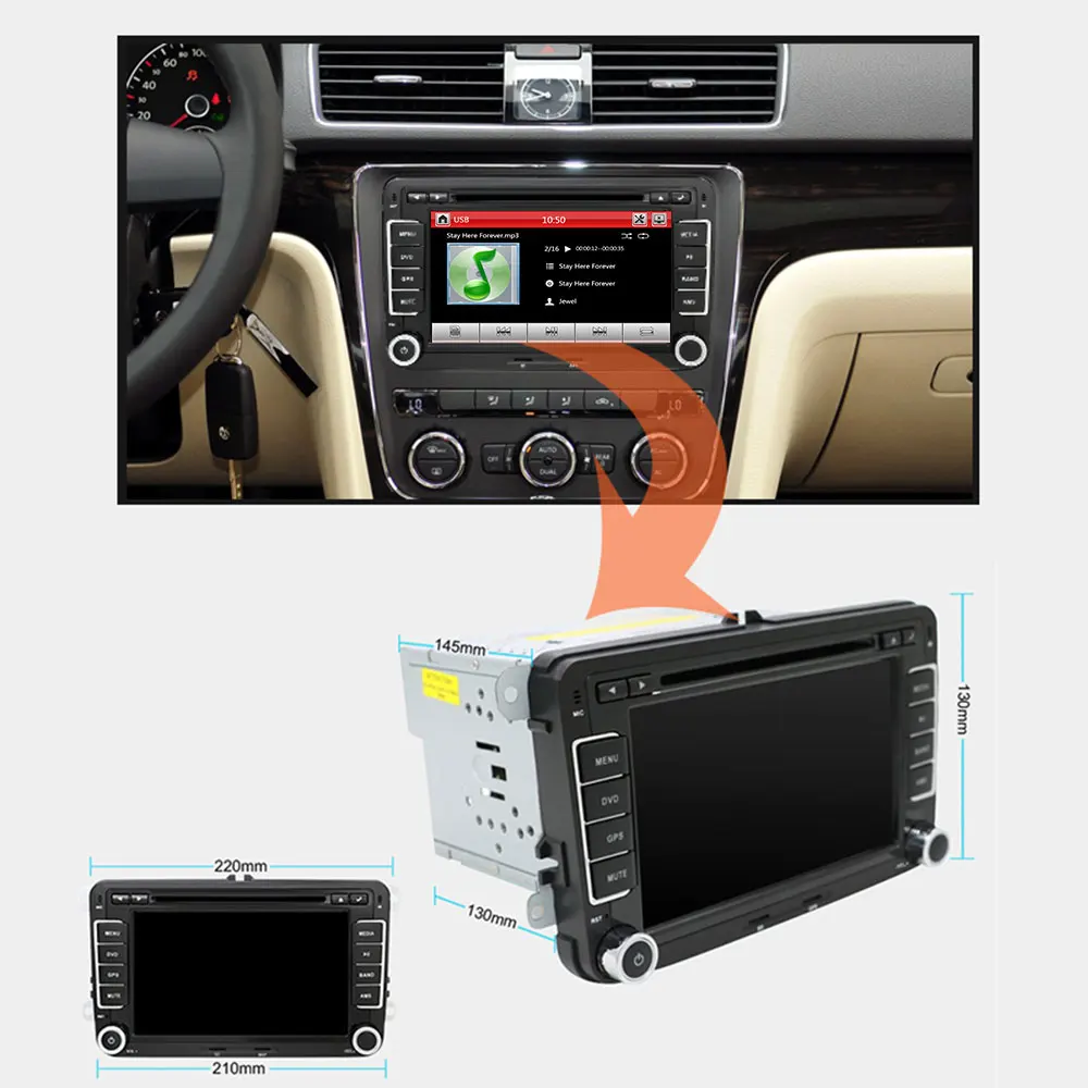 Cheap Eunavi 2 din 7 inch Car DVD player Radio Stereo GPS for VW GOLF POLO JETTA TOURAN MK5 MK6 PASSAT B6 bluetooth SWC Touch Screen 1