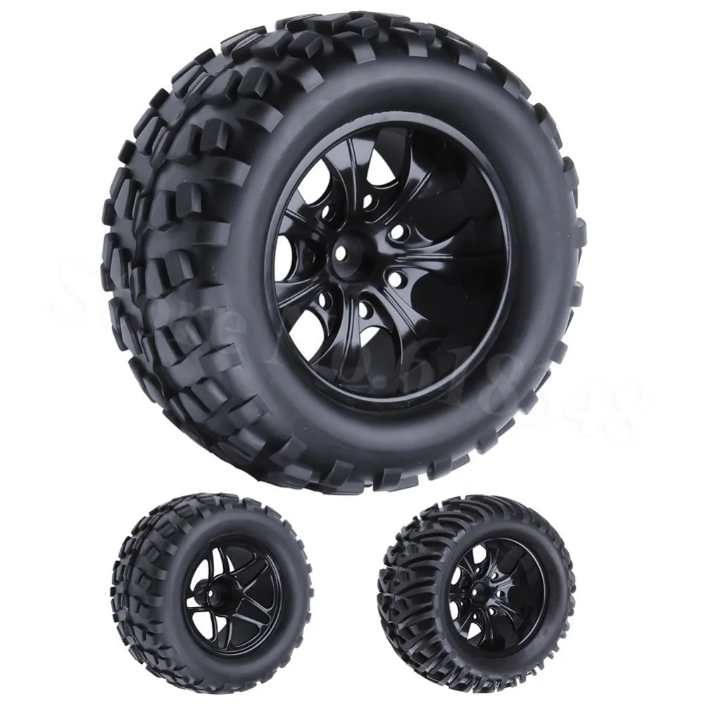 4Pcs 125mm RC Tires & Plastic Wheel Rims Foam Inserts For 1/10 Monster