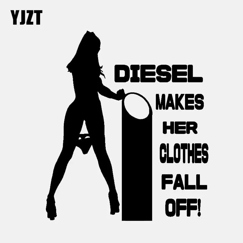 

YJZT 13.4CM*15.7CM DIESEL MAKES HER CLOTHES FALL OFF ! Vinyl Decal Car Sticker Powerstroke Black/Silver C3-0850