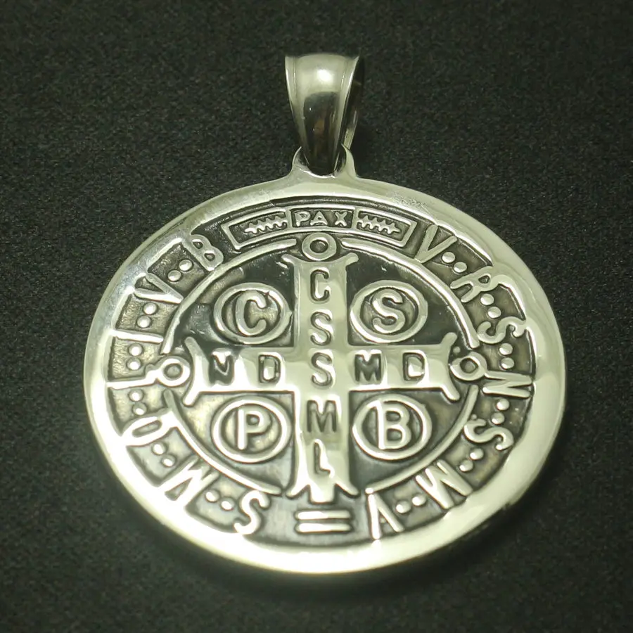 

18g CSPB CSSML NDSMD Catholic Church Saint Benedict of Nursia Christianity Jesus Exorcism 316L Stainless Steel Cross Pendant
