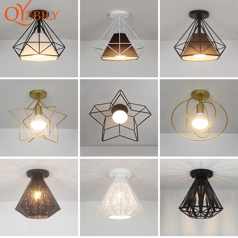 Ceiling lights Minimalist Retro Ceiling Lamp Glass E27 industrial decor lamps for living room Home Lighting Lustre Luminaria