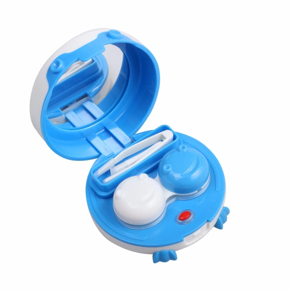 Contact Lenses Cleaner Daily Care Portable Ultrasonic Cleaning Device With Mirror And Tweezer Blue-1-00
