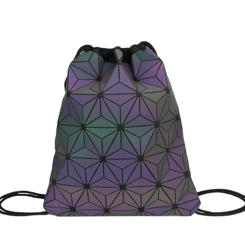 

2019 Fashion Drawstring Backpacks Women Small Geometry Backpack School Luminous Women Outdoor Shoulder Bags Men Casual Book Bag