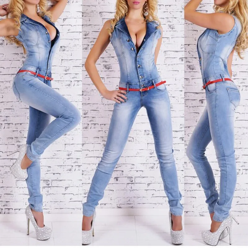 Женские джинсы, сексуальный Облегающий комбинезон, вареные белые карманы, джинсовые комбинезоны, без рукавов, Клубная одежда; комбинезоны, женские комбинезоны
