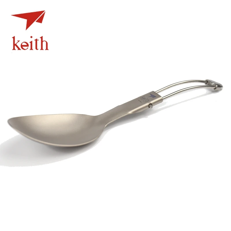 Mango alargado de titanio de 185mm cuchara plegable portátil para acampar al aire libre de viaje cubiertos de Picnic senderismo vajilla solo 22g