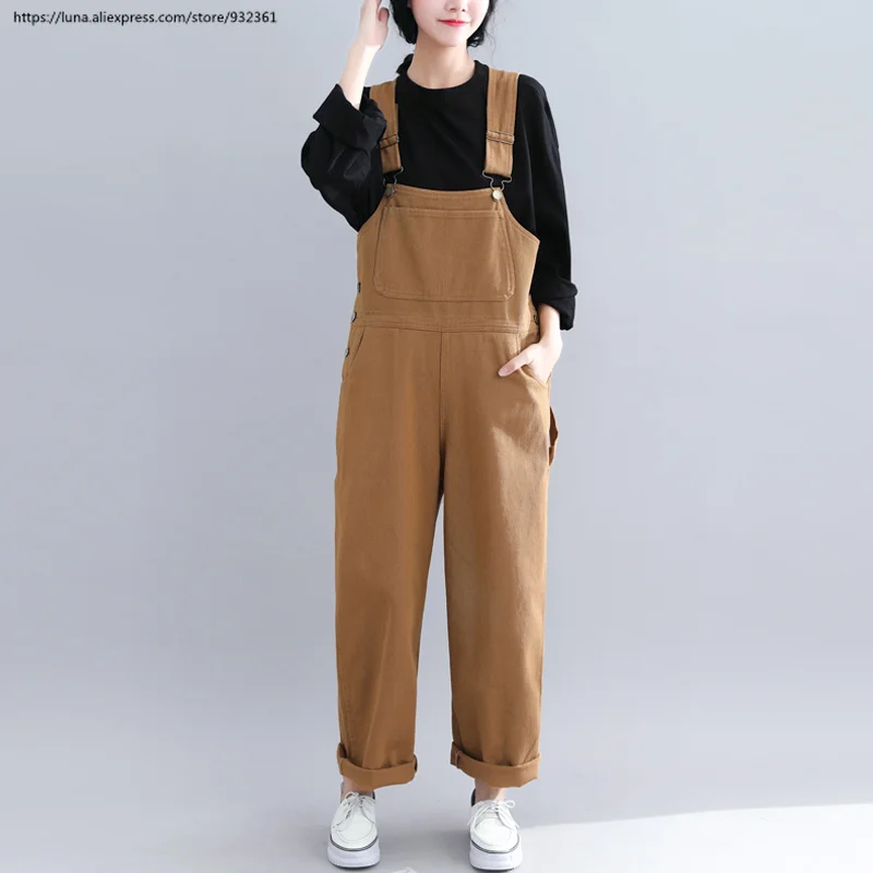 

Casual Loose Wide Leg Suspenders Pants Big Size Womens rompers Denim jumpsuit One piece sale items