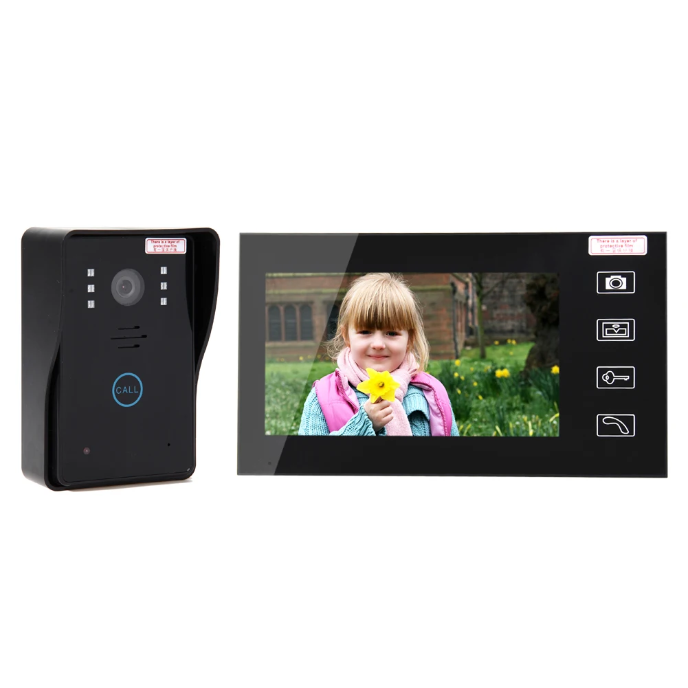 

7" TFT 2.4G Wireless Video Door Phone 2 Monitors System Intercom Camera With Recorder Doorbell Home Security Camera Monitor