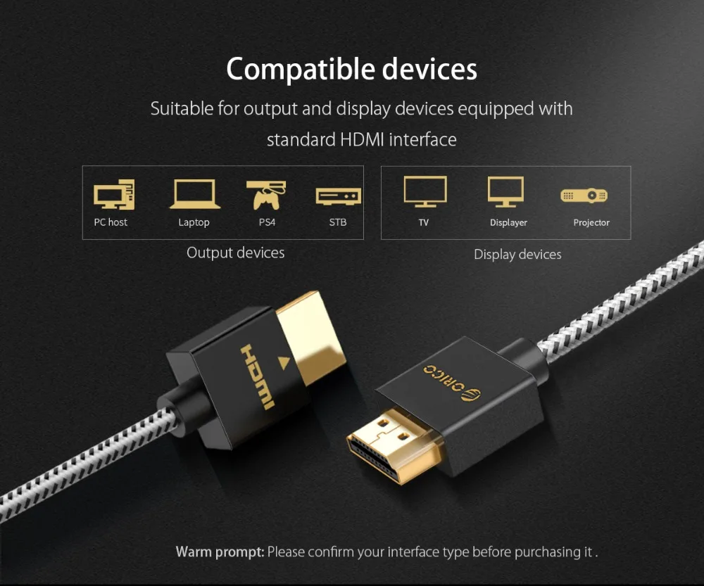 Кабель ORICO HDMI 1080P 4K 3D Папа-папа HDMI 2,0 кабель для HDMI разветвитель ЖК-проектор ТВ коробка PS3 проектор 0,5 м 1 м 1,5 м 2 м 3 м