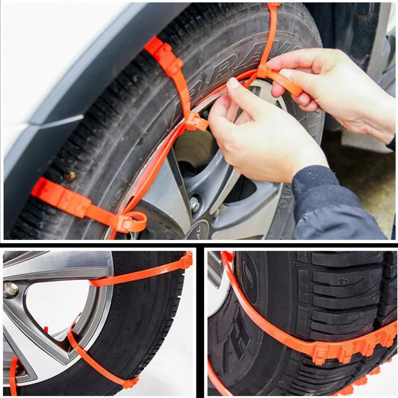 10pcs Large Car Tyre Snow Chains Anti-skid Winter Outdoor Car Tire Wheel Chain Emergency Double Grooves Anti Slip Accessorie