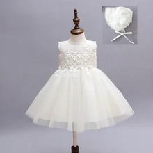 Baby Christening Gown Tulle Infant Princess Baptism Dress Toddler Baby Girls Party Wedding Dresses Size 0-24M