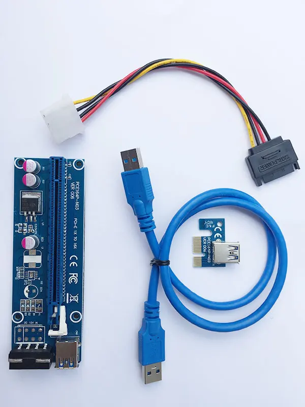 VER 006 PCI-Express Riser card 1x к 16x удлинитель USB 3 0 кабель SATA для BTC Mining | Электроника