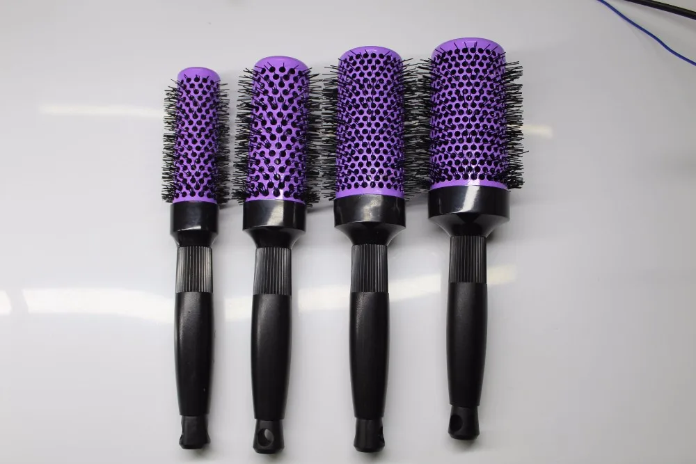 Conjunto de Escova de Cabelo Escova de Cabelo Peças com Tambor Resistente ao Calor da Escova de Ondulação do Cabelo com Ventilador Redonda do Lote de 4 Iônico Revestido Cerâmico Uso 2 peças com tambor revestido cerâmico, uso resistente