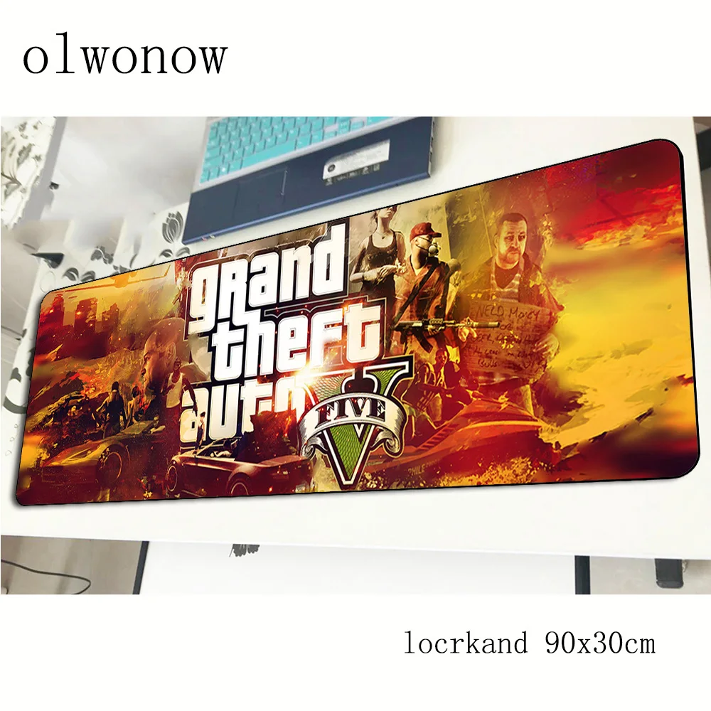 Коврик для мыши gta с закрытыми краями компьютерный геймер коврик 90x30 см высокого