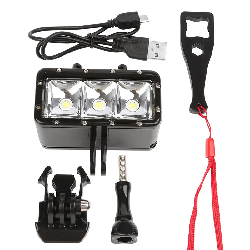 

High quality Gopro Accessories Underwater Waterproof LED Flash Diving with Fill Light Lamp Mounts For Gopro Sjcam Xiaoyi