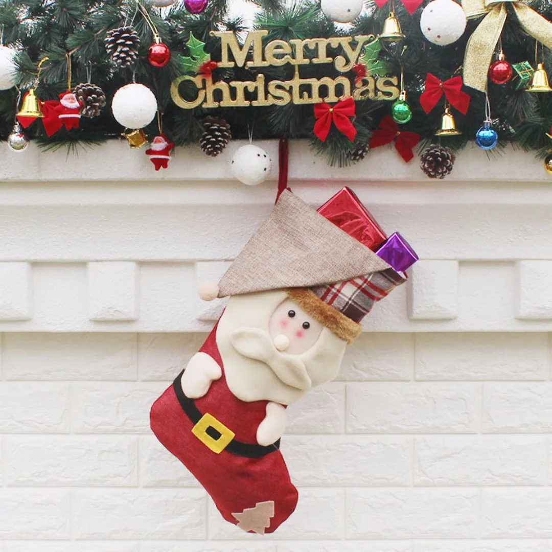 JX-LCLYL Cute Christmas Stocking Holder Socks Xmas Home Party Hanging Decor Candy Gift
