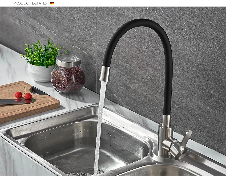 LEDEME Newly Design Kitchen Faucet 360 Swivel Stainless Steel Single Handle Mixer Sink Tap Pull Out Down Chrome Finish L74004