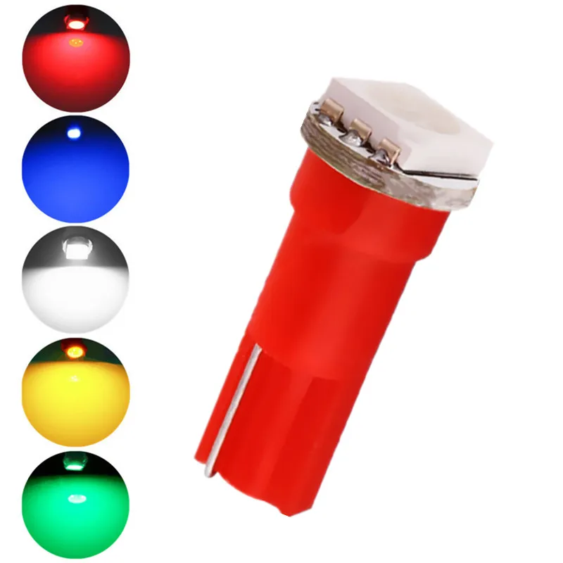 

T5 1 SMD 5050 Pure White/Red/Yellow/Blue/Green/Warm White Dashboard Wedge 1 LED Car Light Bulb Lamp Car Interior Lamp 12V