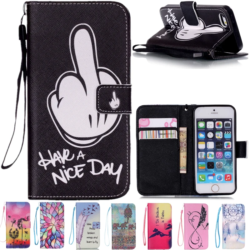  Rope Design Dandelion Art Cartoon Paiting Flip Wallet Leather Cover Case for apple iphone 4 4s 5 5s 5C 6 6s Plus 6Plus 