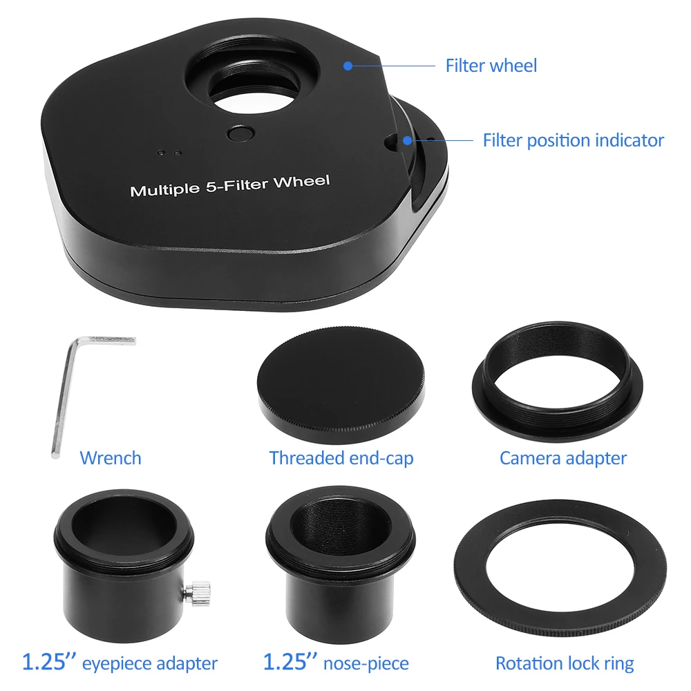 1,25 INCH/2 дюймов отличное качество окулярный фильтр колеса несколько 5-фильтр колеса Пособия по астрономии телескоп, прибор для наблюдения