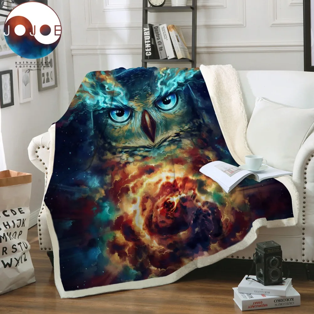 

Nebowla by JoJoesArt Velvet Plush Blanket for Bed Sofa Psychedelic Owl Throw Blanket Moon Galaxy Animal Radiance Bedding 150x200