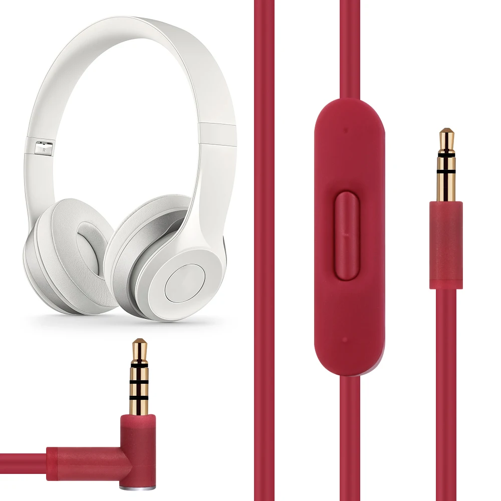 

New Gold Plating Wire Head 90 Degrees Silicone Cord For Beats Audio AUX 3.5mm Cable Cord Solo HD Studio Remote Talk