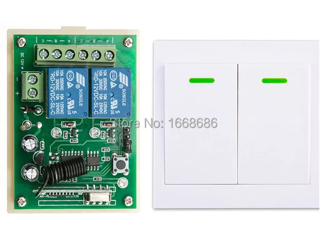 

New DC12V 2CH Wireless Remote Control Switch System Receiver +Wall Panel Remote Transmitter Sticky Remote Smart Home Switch
