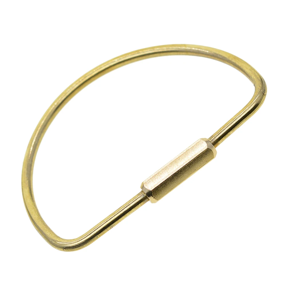 6pcs Durable Brass Screw Locking Clasp Carabiner Key Ring Keychain Key Holder Accessories Gold