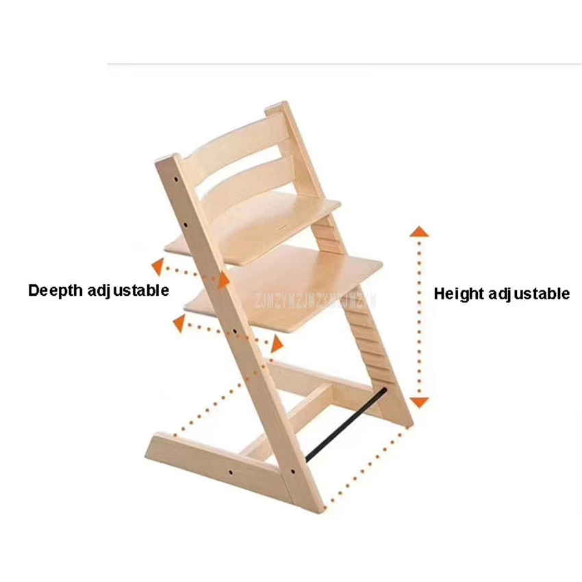 Nodic простой дизайн, деревянные детские стулья с регулируемой высотой 10-58 см из цельного дерева, стульчики для кормления детей, обеденный стул
