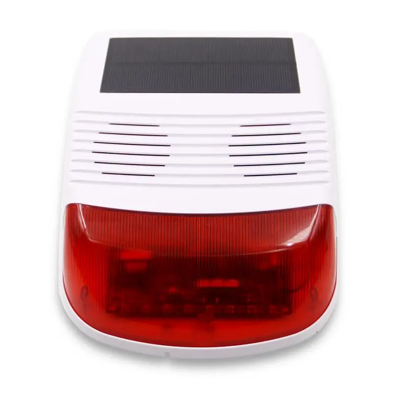 433 MHz outdoor wireless strobe siren solar powered with red flash light 110db for pstn wifi gsm alarm system home security