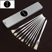 BGLN 10Pcs/set Artist Oil Painting Brush With Exquisite Box Bristle Solid Wood Pole Gouache Acrylic Paint Brush Art Supplies