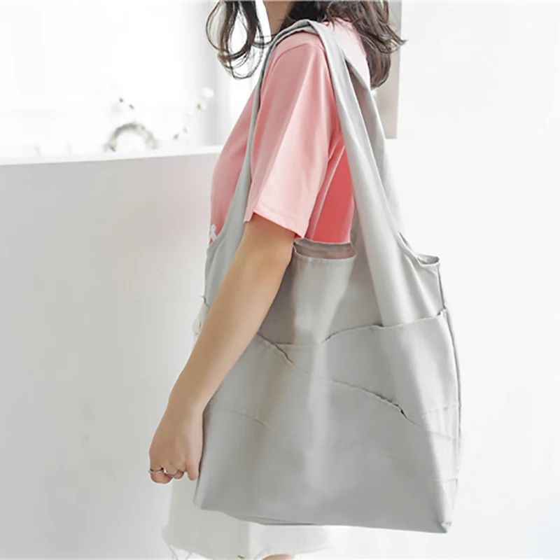

2018 Large Capacity Women Shoulder Bag Canvas Shopping Bag Female Beach Bag Japan Summer Totes pouch package twill stitching