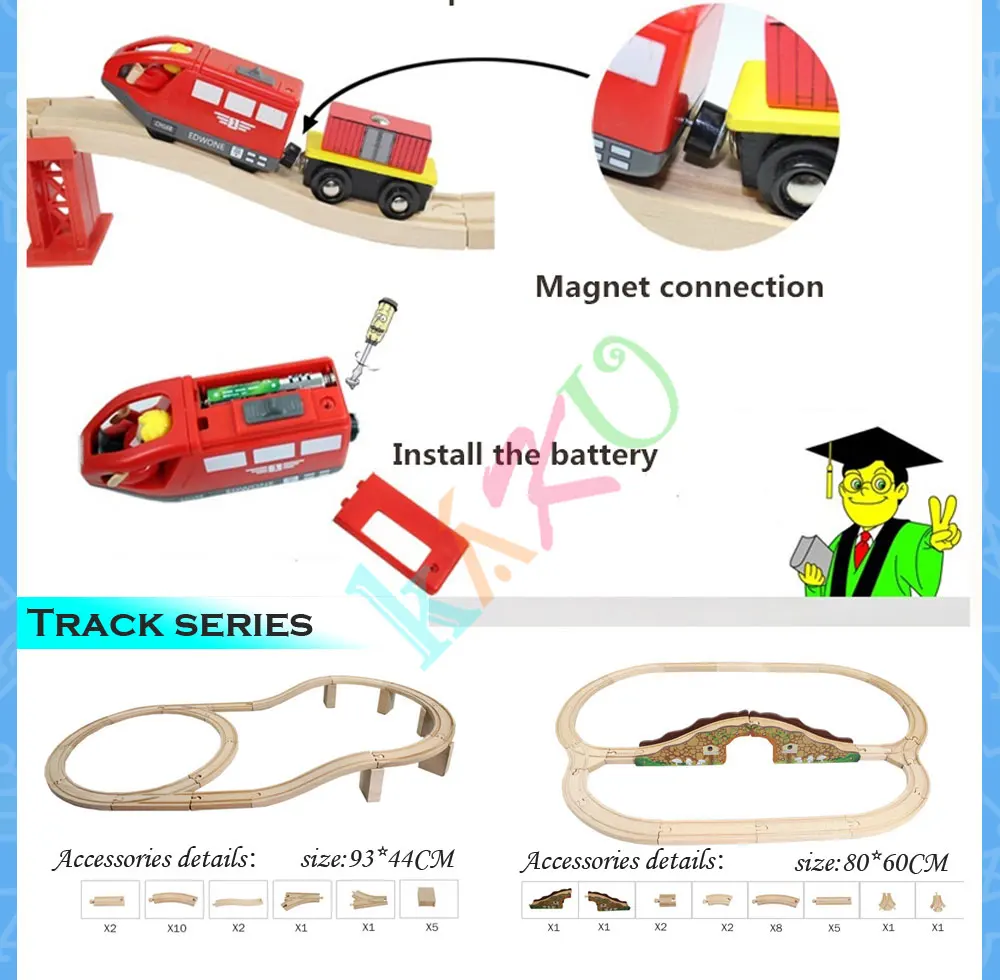 Магнитный деревянный Паровозик модель игрушки деревянный поезд трек универсальные аксессуары совместимы с большинством брендовых треков и треков