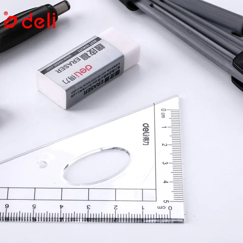Deli 8 шт. набор линейки треугольные измерительные правила компасы тест на