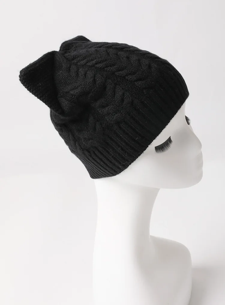 Новинка года. Женская вязаная шапка из кашемира Skullies Beanies. Теплая зимняя шапка на каждый день. Цвет: черный, серый, бежевый, хаки