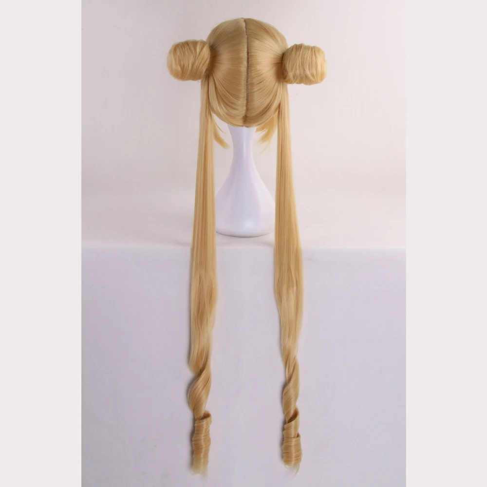 Парик Sailor Moon Tsukino Usagi длинный волнистый блонд двойные хвостики Синтетический