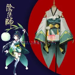 W1111 мобильной игры заклинатель COS SR hotarugusa затаенных Косплэй костюм зеленый необычные кимоно с принтом индивидуальный заказ Короткие платье