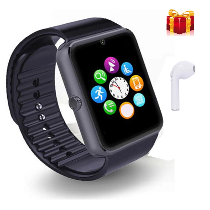 

GT08 Smart Watch Women Men Bluetooth Watches and i7 Wireless Earbud Relogio for Xiaomi Touch Screen Wristwatch TF Card Camera