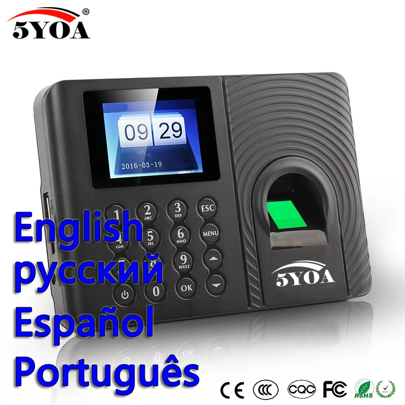 

Biometric Fingerprint Time Attendance System Clock Recorder Employee Electronic English Spanish Portuguese Reader Machine Spain