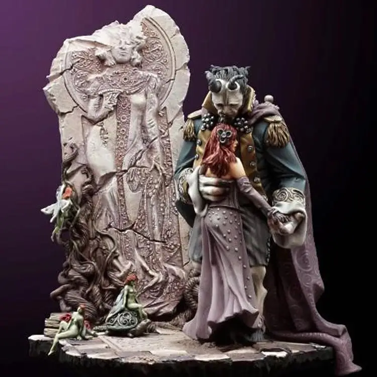 

Beauty(54mm) and Beast(80mm) Little Fairy(15mm) Resin Figure Model Kit Unassambled Unpainted G253(with BASE)